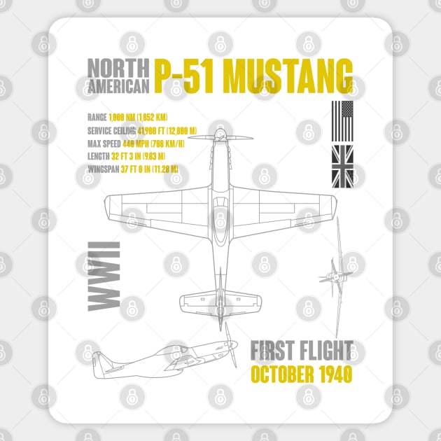 North American P-51 Mustang Sticker by Mandra